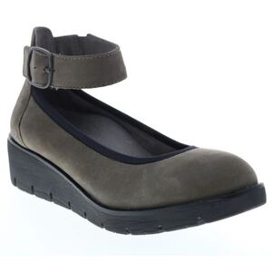 Earth Brand Grey Gray Leather Wedge Ankle Strap Dress Shoes Women Size 6.5 Wide